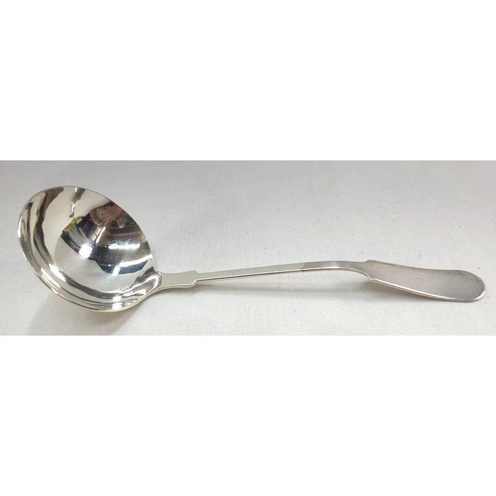 Antique Bailey Banks & Biddle Silver Plate Soup Ladle, Fiddle Pattern 9 Inches